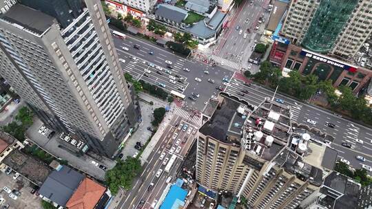 城市十字路口交通航拍