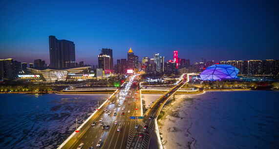 沈阳市春晚分会场，盛京大剧院航拍素材