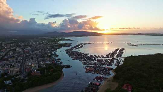 海南陵水新村渔港航拍