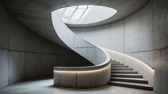 现代室内混凝土螺旋楼梯