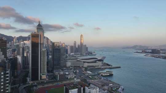 香港湾仔区CBD建筑航拍