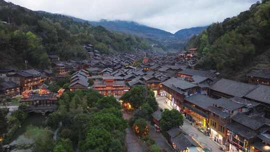 贵州黔东南州凯里市黎平县肇兴侗寨夜景风光