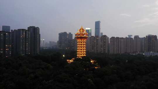 成都 塔子山 公园 古塔 城市 夜景