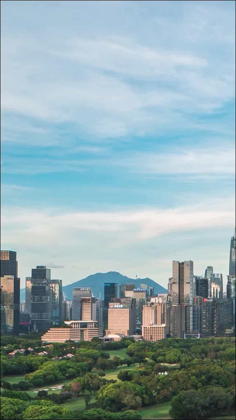 深圳_深圳高尔夫俱乐部_深圳CBD_城市大景_日转夜_竖屏