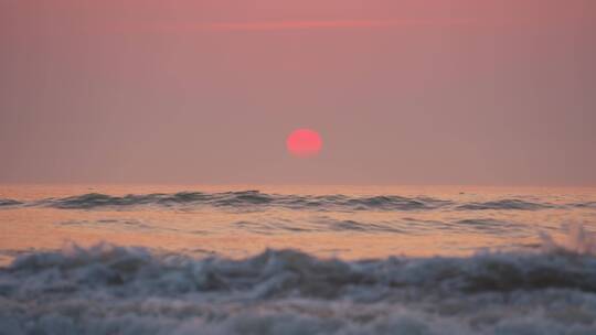 海上落日黄昏晚霞海浪