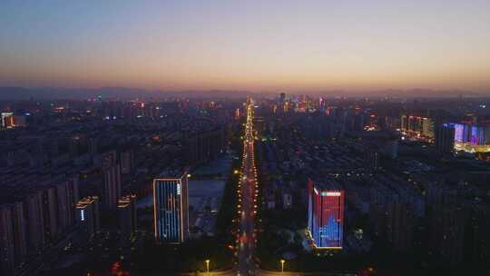 航拍城市风光道路交通夜景