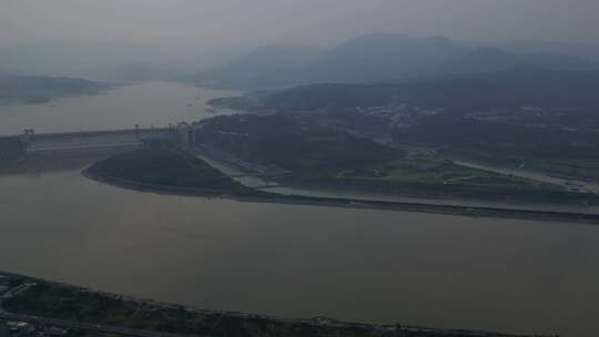 湖北宜昌长江三峡大坝风景航拍