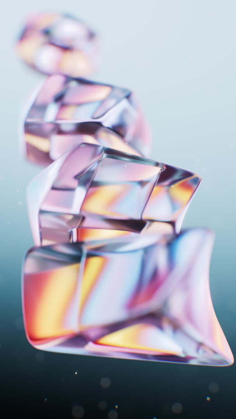 抽象透明玻璃宝石背景三维渲染