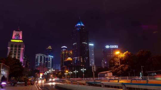 贵阳市人民广场 邮电大楼街景夜景延时