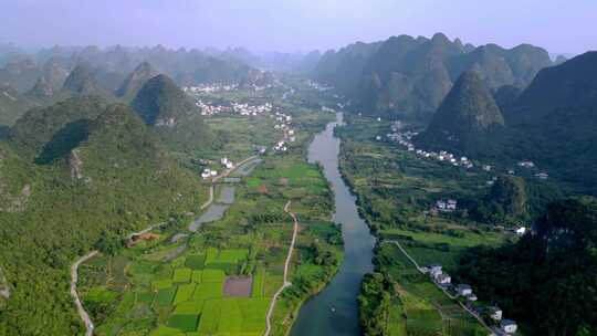 桂林山水阳朔风光中国航拍