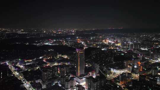 东莞虎门夜景航拍虎门镇夜景城市建筑风光