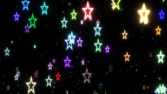 彩色霓虹发光星星上升粒子背景