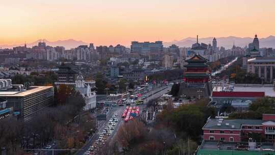 北京城市风景前门日转夜