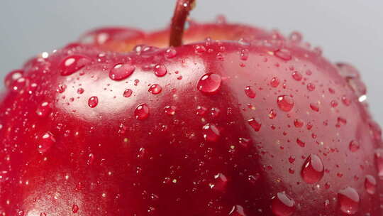 水被喷到红苹果上