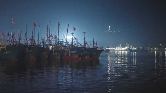 渔船夜晚夜景