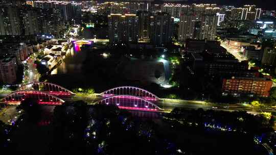 航拍温州南塘大桥夜景