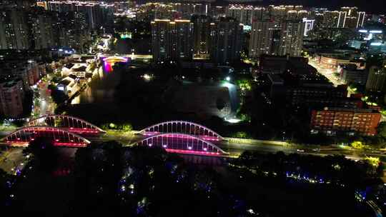 航拍温州南塘大桥夜景视频素材模板下载
