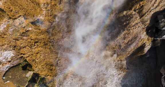 黄河壶口瀑布风光升格航拍视频