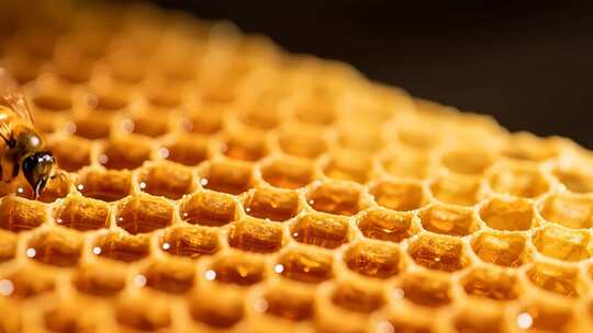 蜜蜂在蜂巢上特写