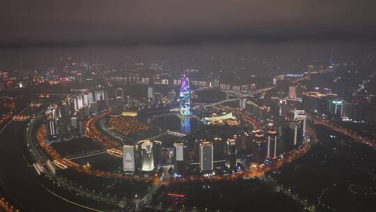 航拍城市立交桥夜景交通