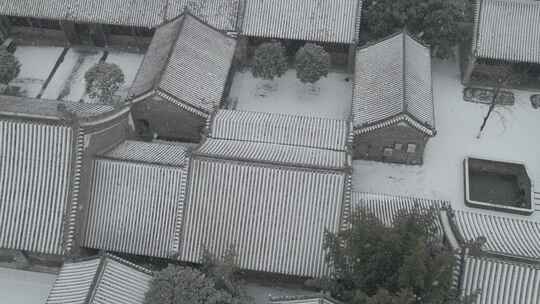 河南南阳府衙航拍冬季雪景