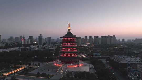 航拍隋唐洛阳城夜景