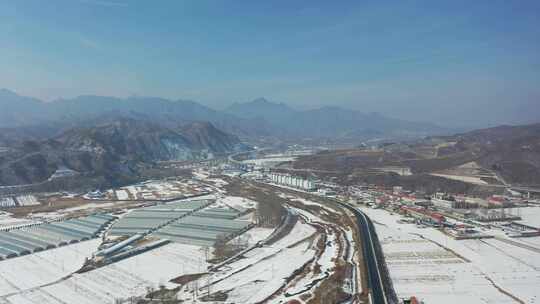 4K航拍北方雪景农村