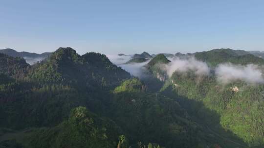 湘西吉首市青山平流雾清晨