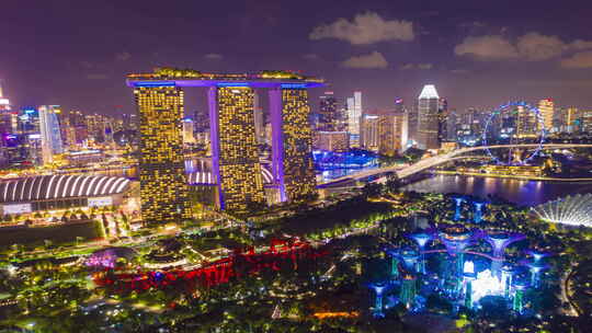 新加坡夜间的天际线视频素材模板下载