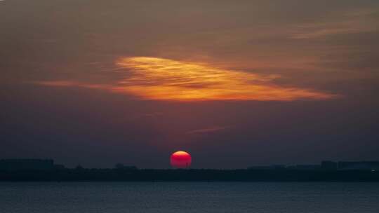 日出日落海面延时氛围夕阳