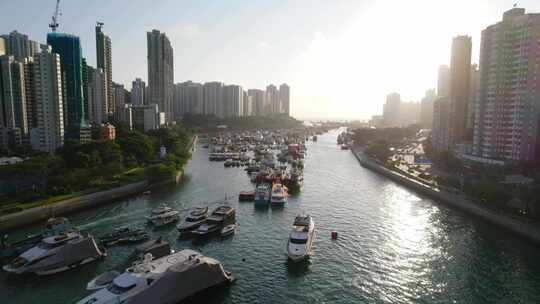 中国香港南区香港仔湾避风港航拍大景