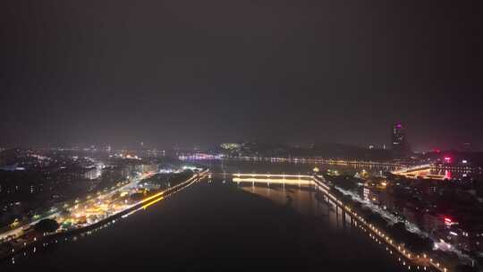 城市河流夜景俯瞰