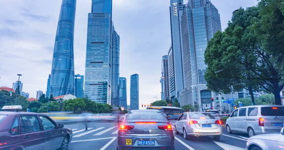 上海城市街道车流延时