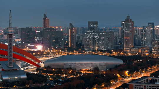 电影级黑金城市航拍南京河西夜景