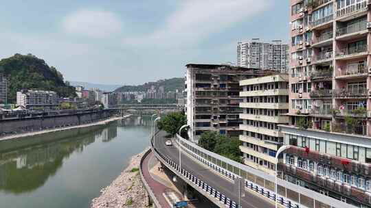 航拍四川达州建设达州大景