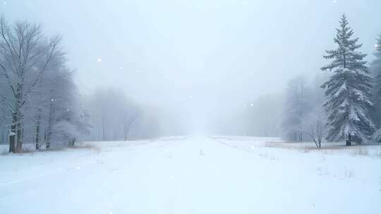 冬季地面积雪风景4k舞台粒子活动背景