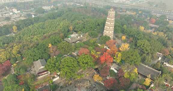 航拍秋季苏州虎丘山风景区