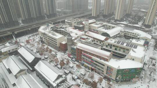 2023元旦印象济南商业区城市冬天雪景航拍