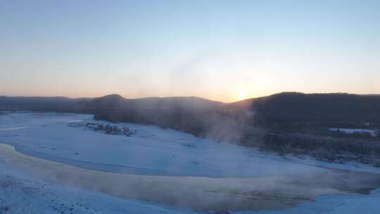 雪原冰河冻雾朝阳延时