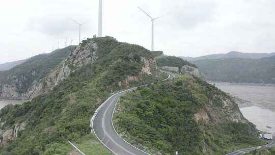 原创航拍LOG台州玉环1号公路风力发电4K-8