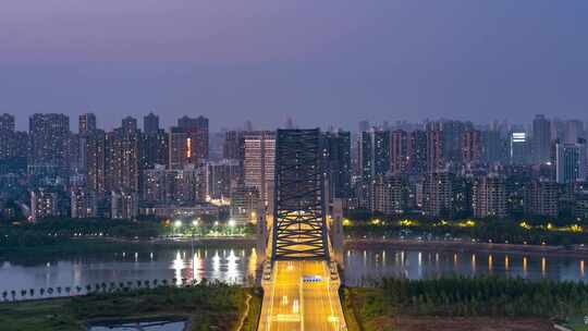 武汉汉江湾桥城市日转夜延时视频素材模板下载