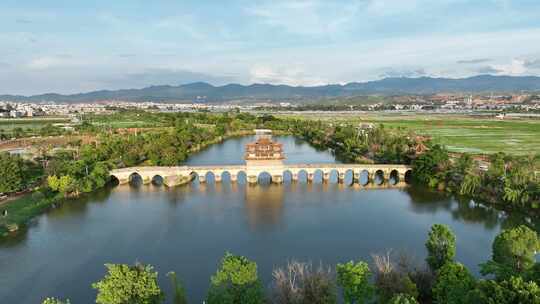 建水双龙桥 稻田公园素材