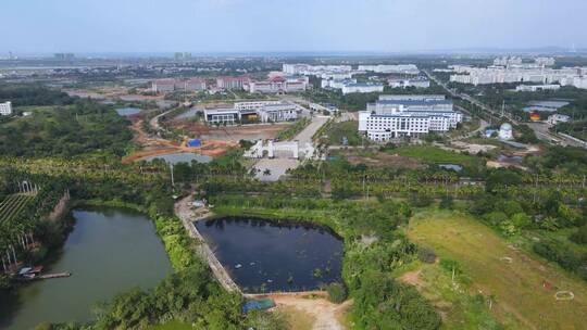 海南师范大学桂林洋新校区校园航拍视频素材