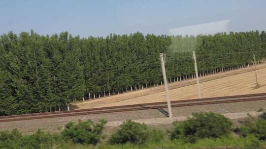 沿途火车窗外风景高铁高架桥实拍