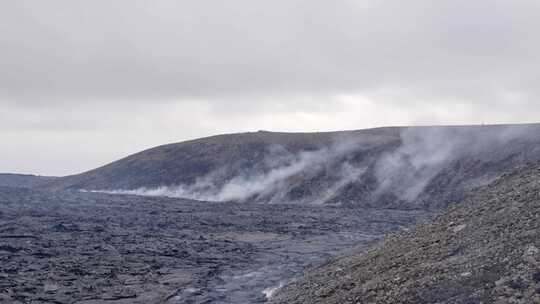 火山，山，蒸汽，玄武岩