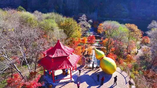 辽宁本溪桓仁龙溪谷秋天五花山瀑布