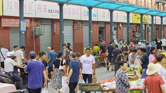 铜川长丰市场早市 菜市场视频素材模板下载