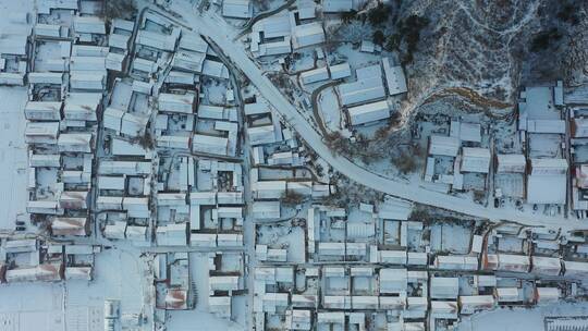 乡村雪景航拍 北方农村  土地