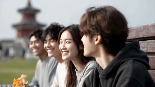 阳光下青年们欢聚一堂共享美好时光