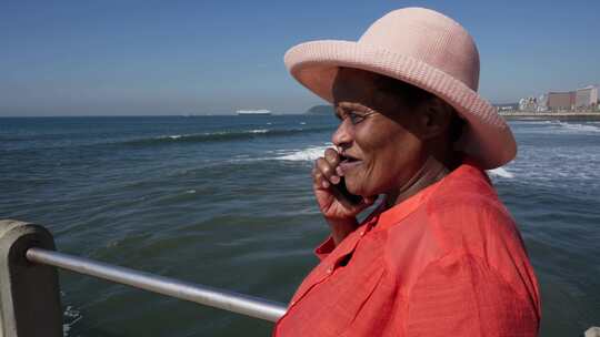 女人，城市，海，栅栏